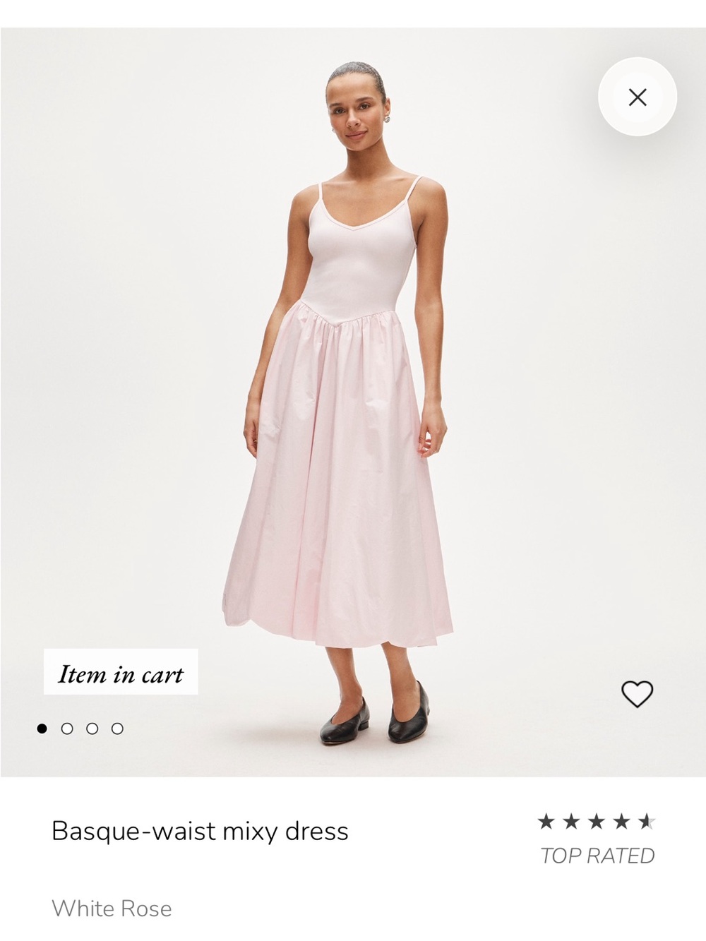 NWT White Rose Basque-Waist Midi Dress